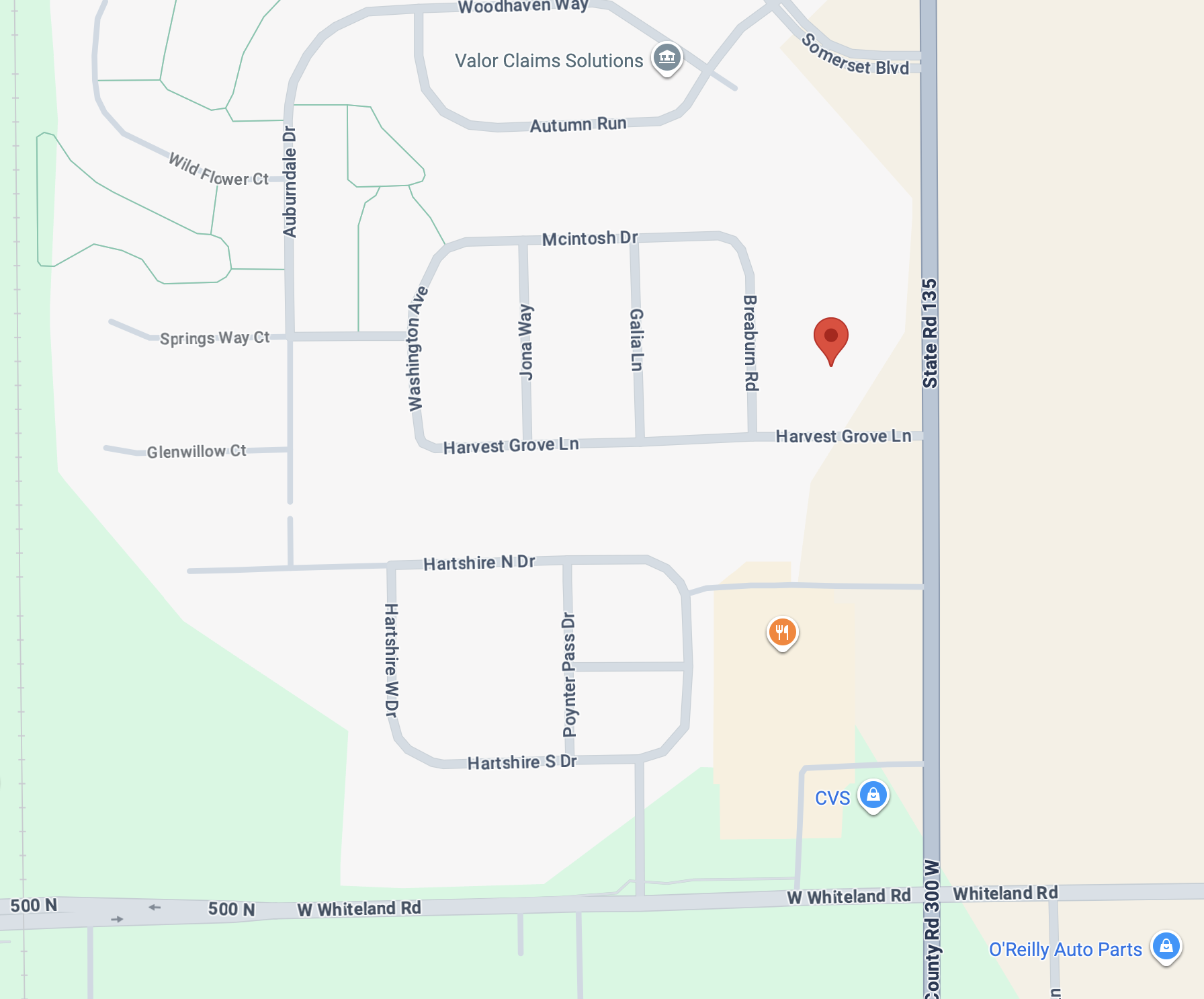 Map of Bargersville Location for Rochford Orthodontics.